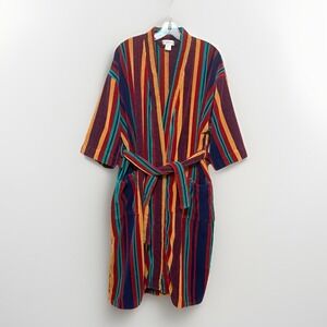 Vintage Norm Thompson Robe Men's Multicolor Thick Terrycloth Reg L/XL Belted 90s